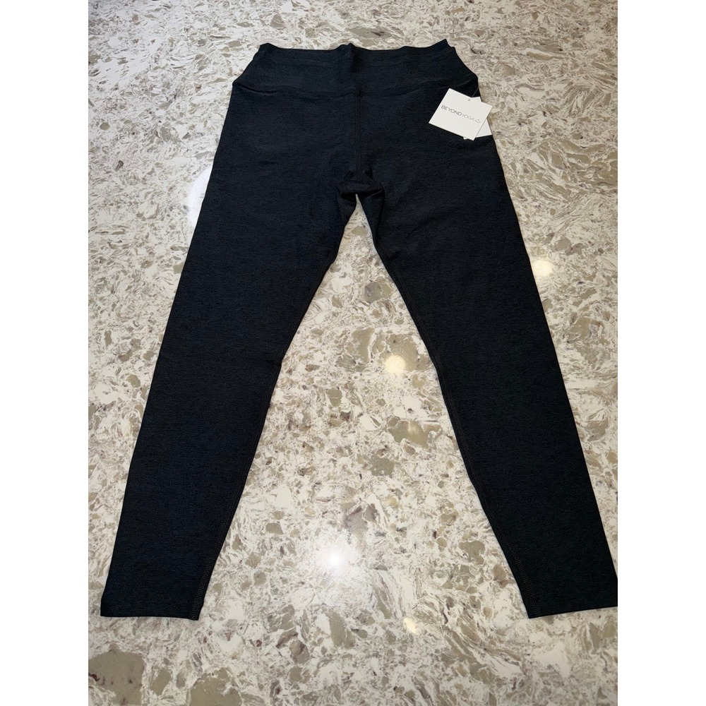 Beyond Yoga Womens layered High Waisted Spacedye Leggings black / black size L